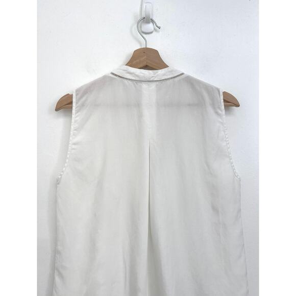 Kobi Halperin Raquel Blouse Tencel-Linen V-Neck Button-Front Sleeveless - Small - Picture 4 of 11